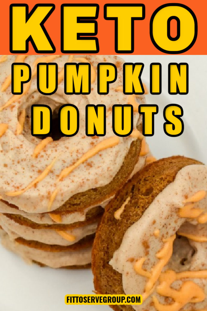 Best keto pumpkin donuts stacked on a white plate