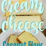 Keto Coconut Cream Cheese Pound Cake Is the coconut flour version of our very popular almond flour pound cake. This delicious keto cake is therefore not only sugar-free, grain-free, gluten-free but also nut-free. Ketococonutflourcreamcheesepoundcake #ketopoundcake #lowcarbcake