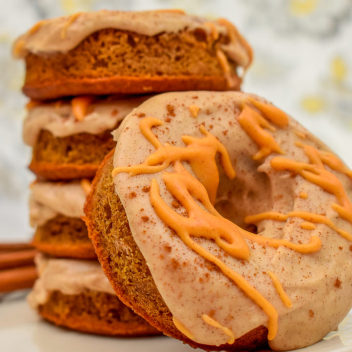 keto pumpkin cream cheese donuts with maple icing