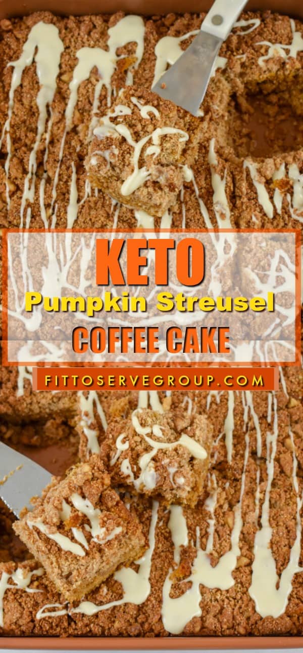 This delicious recipe for keto pumpkin streusel coffee cake that is sure to be your low carb coffee cake of choice during pumpkin season. It's packed with pumpkin spice flavors yet low in carbs and keto-friendly. keto pumpkin coffee cake| keto pumpkin streusel coffee cake| low carb pumpkin streusel coffee cake|keto pumpkin recipe|low carb pumpkin recipe