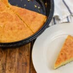 keto coconut flour cornbread sliced and ready to serve
