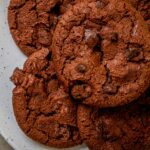 Keto Mexica hot chocolate cookies on white plate close up