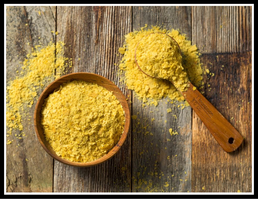 nutritional yeast on a wooden board