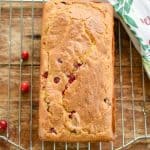 Keto cranberry orange bread on a baking rack