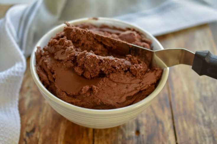 keto chocolate buttercream frosting in a bowl