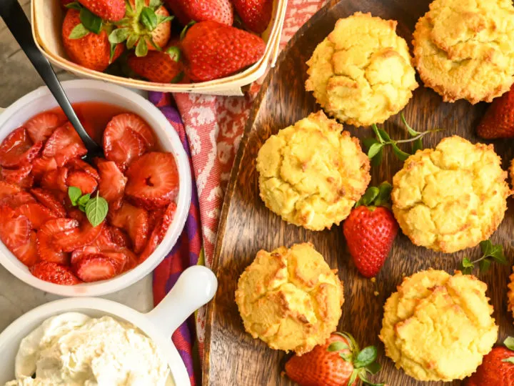 low carb strawberry shortcakes ready to enjoyed