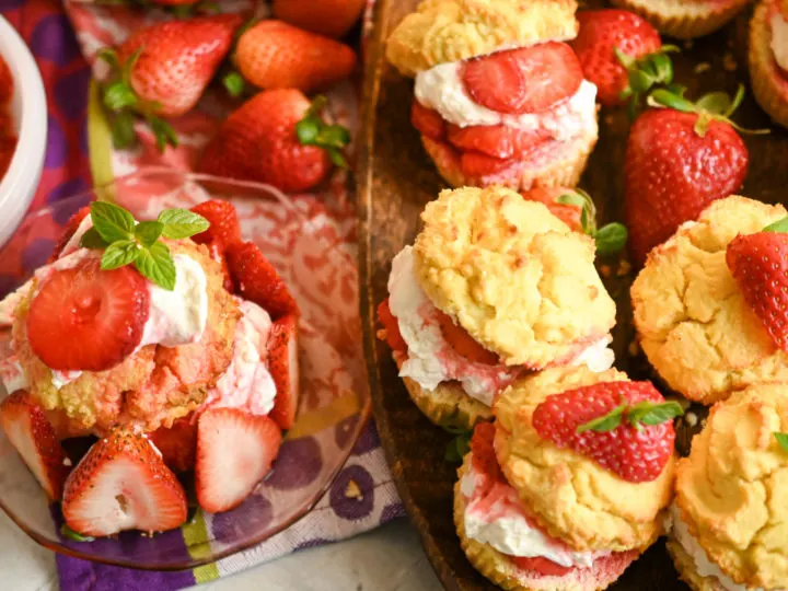 prepared keto strawberry shortcakes served
