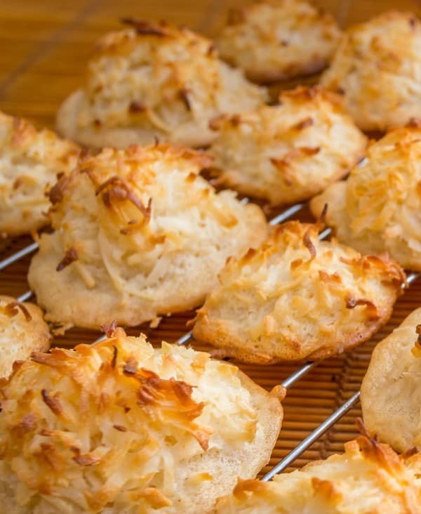 keto coconut macaroons on baking rack