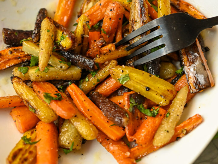 Low carb glazed carrots served in a white platter