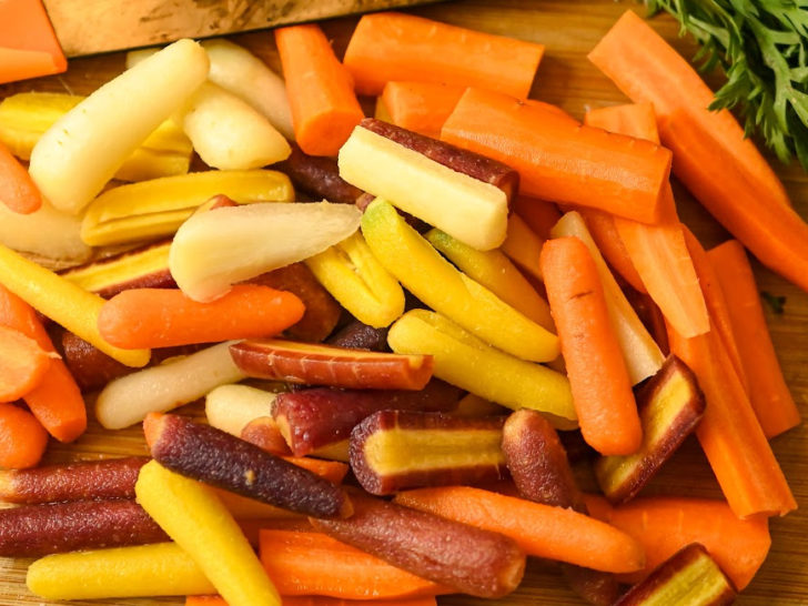 carrots cut for roasting