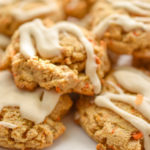 keto carrot cake cookies close up on a white plate