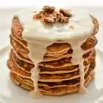 Keto Carrot Pancakes- The ultimate carrot cake pancakes that just so happen to also be sugar-free, grain-free, gluten-free and have an option to also be nut-free. If you're a fan of all the flavors of carrot cake but want to avoid the carbs, this recipe is for you. #ketocarrotpancakes #ketopancakes #lowcarbpancakes #lowcarbcarrotcakepancakes