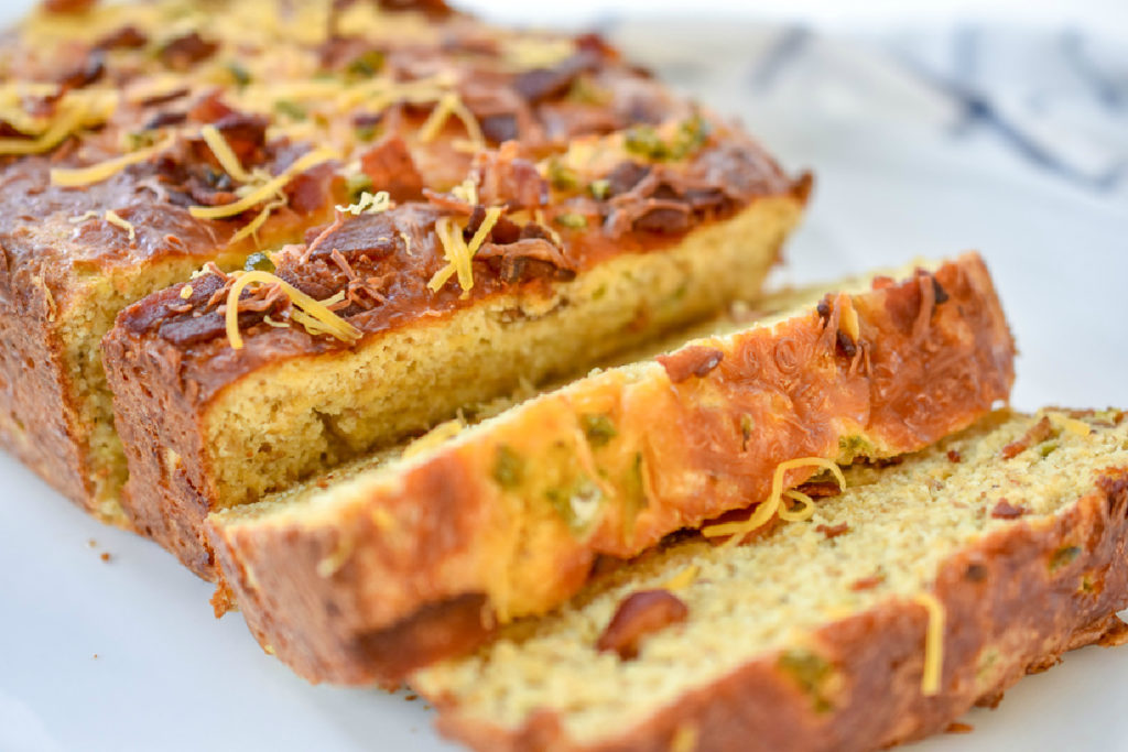 Keto Jalapeño Bacon Cheese Bread sliced