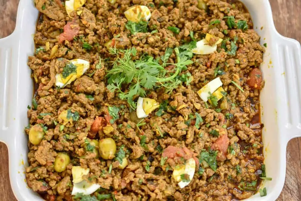 Keto Moroccan picadillo is a simple dish that gets its flavor by cooking ground beef with the exotic flavors of Morocco. The warm spices as well as Harissa paste is the basis of this very flavorful dish.