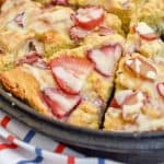 Keto Strawberry Rhubarb Scones recipe makes a fabulous addition to a seasonal brunch or as an afternoon snack or even dessert. It's bursting with the perfect balance of flavors that sweet strawberries and tart rhubarb provides. #ketoscones #ketostrawberryrhubarbdessert #lowcarbscones