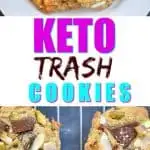 These Keto Trash Cookies are the perfect combination of sweet and salty. Using leftover keto-friendly items allows you to use what's in your pantry for a delicious compost, garbage can cookies minus all the carbs. #ketotrashcookies #ketocookies #lowcarbcookies