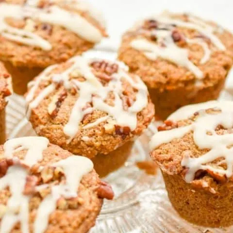 Keto Carrot Muffins are a tender, moist, grain-free, gluten-free, dairy-free, sugar-free treat. Not only are they low in carbs but they are keto-friendly. #ketomuffins #ketocarrotmuffins #ketocarrotcakemuffins #lowcarbmuffins #lowcarbcarrotcakemuffins