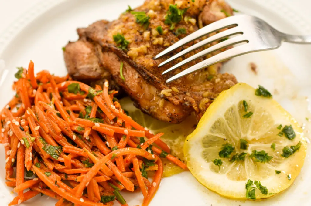 keto citrus chicken served with a side of carrot salad