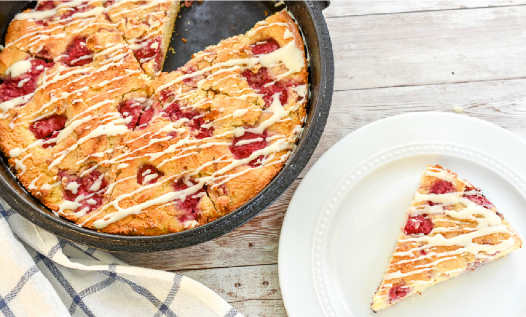 keto raspberry scones sliced, served and plated