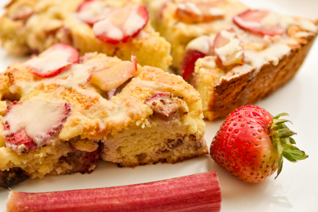 keto strawberry rhubarb scones served on a white plate