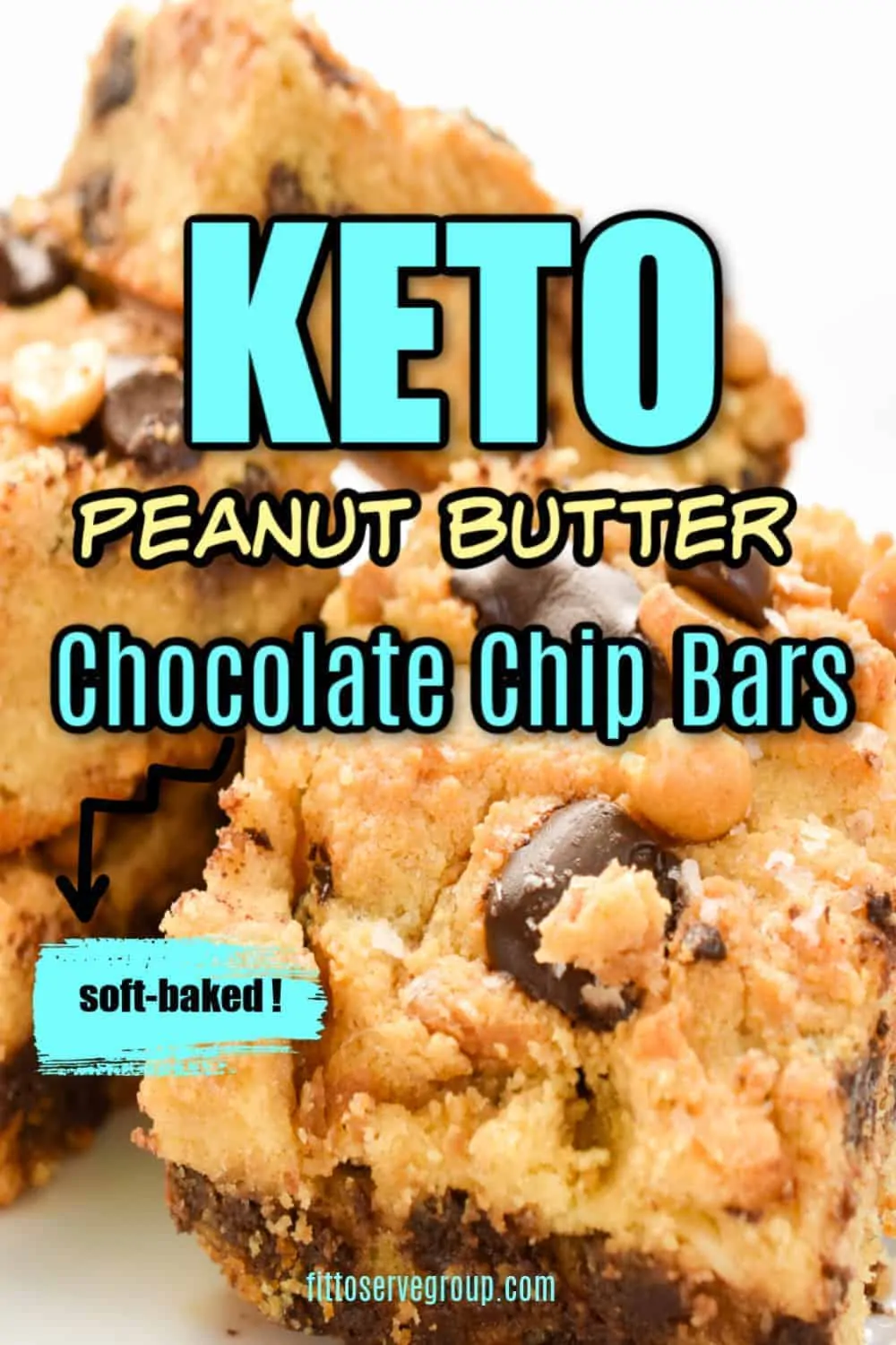 Keto Peanut Butter Chocolate Chip Bars soft baked