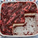 Keto red velvet ice cream cake all the flavor we love about this classic dessert minus all the carbs. It's grain-free, gluten-free, sugar-free and deliciously easy. #ketocake #lowcarbcake #ketoicecreamcake #lowcarbicecreamcake #ketoredvelvetcake #lowcarbredvelvetcake