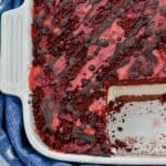 Keto red velvet ice cream cake all the flavor we love about this classic dessert minus all the carbs. It's grain-free, gluten-free, sugar-free and deliciously easy. #ketocake #lowcarbcake #ketoicecreamcake #lowcarbicecreamcake #ketoredvelvetcake #lowcarbredvelvetcake