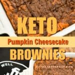 These rich Keto pumpkin cheesecake brownies are perfect for when you have a hankering for both chocolate and pumpkin and can't decide between the two. The fact that they are low in carbs, sugar-free, gluten and grain-free makes them a great treat for anyone doing a ketogenic diet. keto pumpkin recipe| low carb pumpkin recipe| sugar-free pumpkin recipe| keto pumpkin brownies| low carb pumpkin brownies