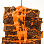 Keto pumpkin chocolate cake with orange icing