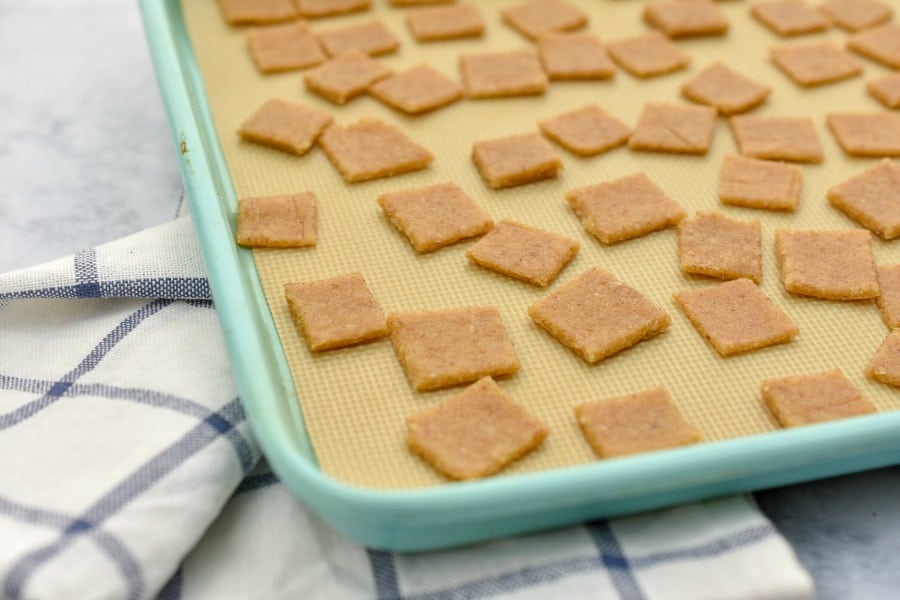 Keto cinnamon toast crunch cereal ready to be baked