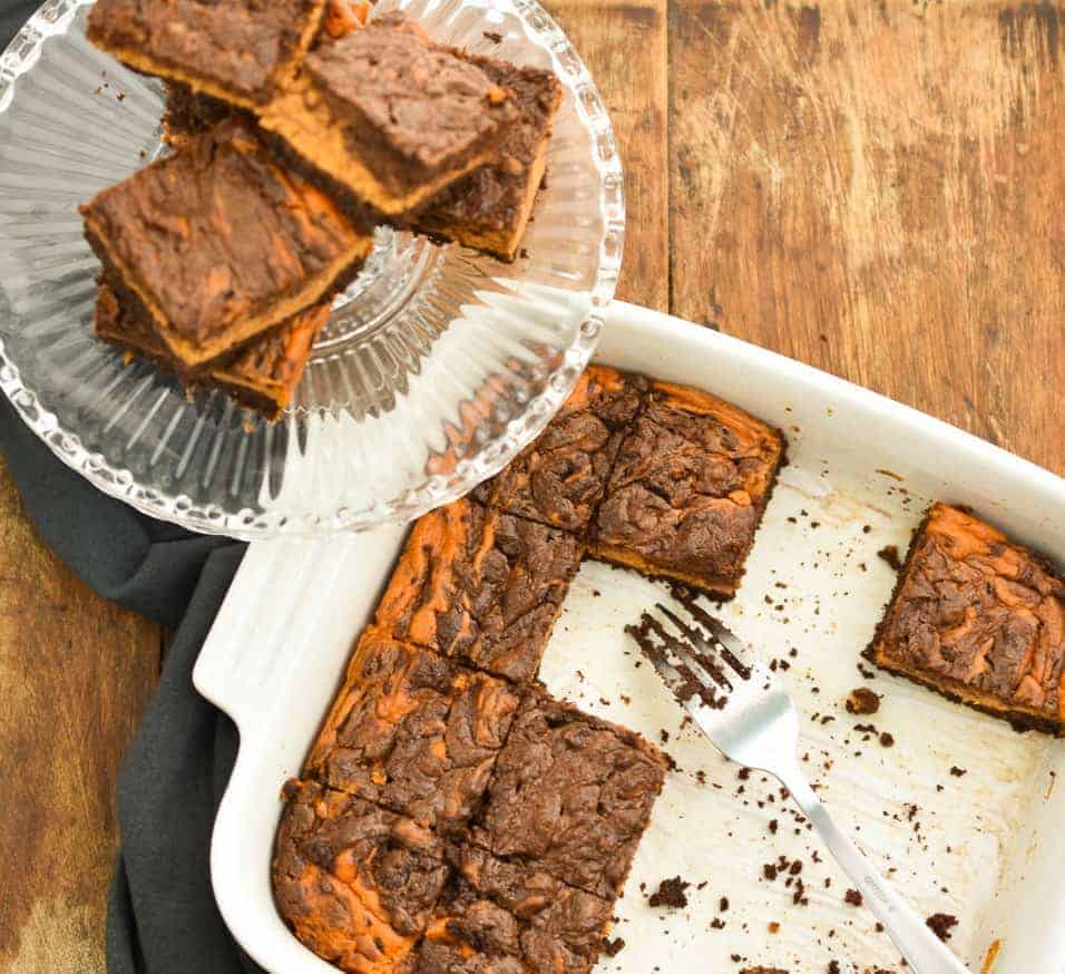 These rich Keto pumpkin cheesecake brownies are perfect for when you have a hankering for both chocolate and pumpkin and can't decide between the two. The fact that they are low in carbs, sugar-free, gluten and grain-free makes them a great treat for anyone doing a ketogenic diet. 