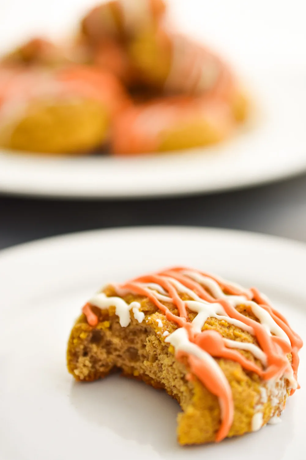 Keto pumpkin cookie with a bite missing