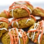 A plate full of keto cream cheese pumpkin cookies