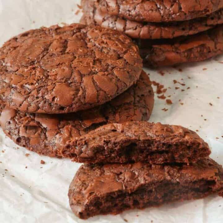 keto triple chocolate cookies on parchment paper