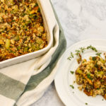 Keto cornbread stuffing served