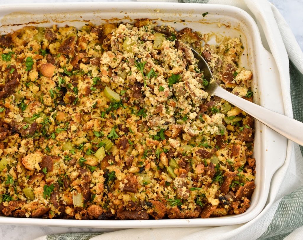 keto friendly stuffing ready to serve