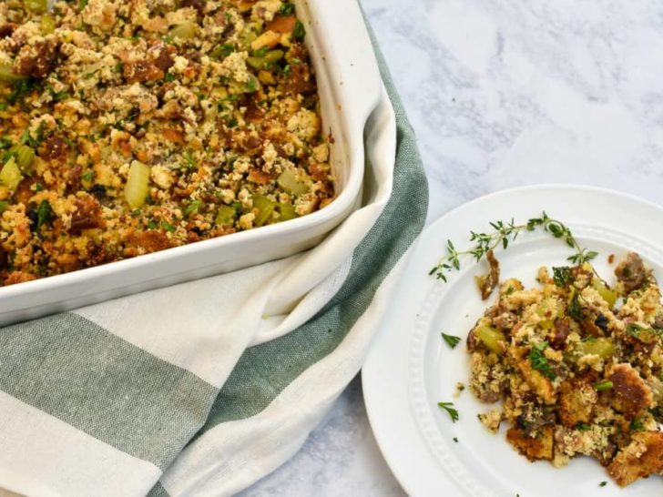 keto stuffing on a white marble background