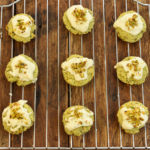 keto pistachio cookies on a cooling rack