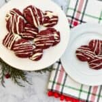 keto red velvet cookies on a plaid napkin