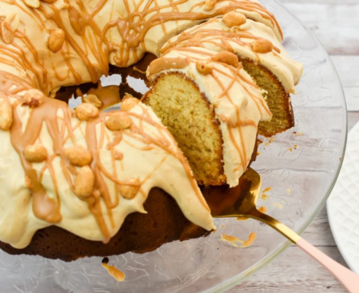 keto peanut butter cake served