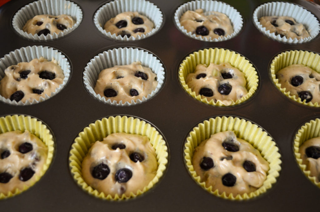 Keto blueberry muffins ready to bake