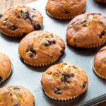 keto-friendly blueberry muffins baked in a muffin tin