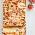 low carb strawberry rhubarb bread sliced