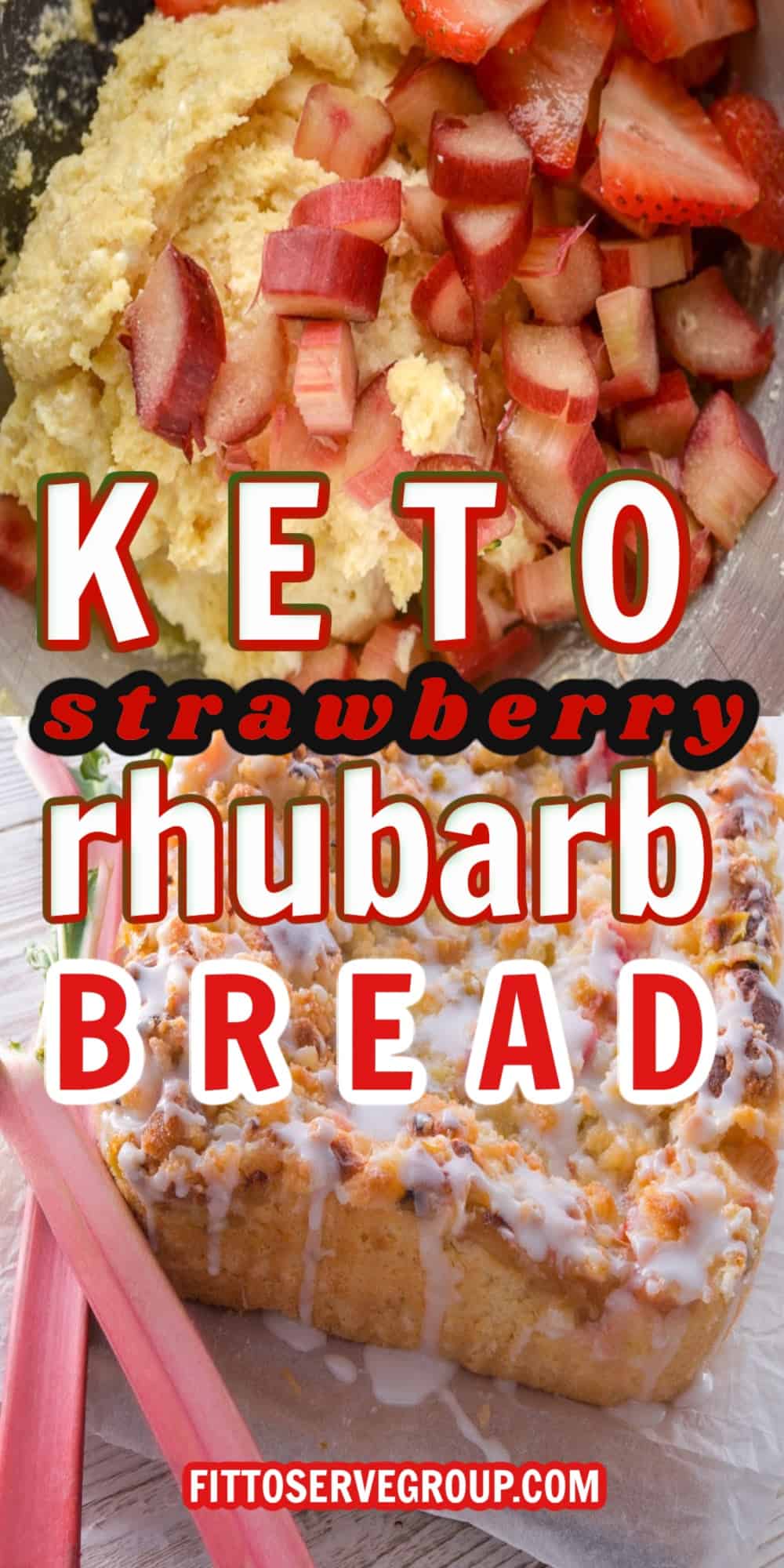 keto strawberry rhubarb bread prep and made