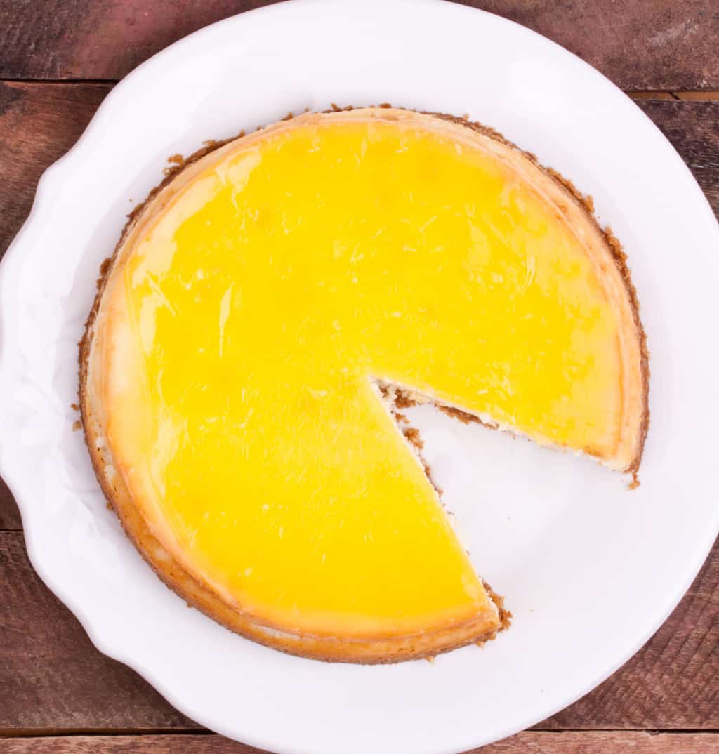 low carb lemon Cheesecake on a white plate