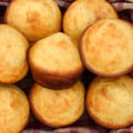 close up of almond flour cornbread in a basket