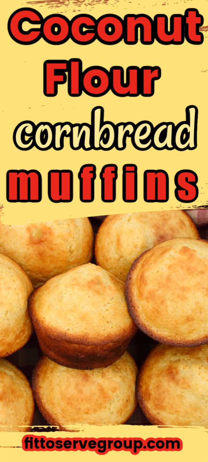 coconut flour cornbread muffins long pin close up image