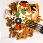 Keto Mexican Skillet meal served on a white plate