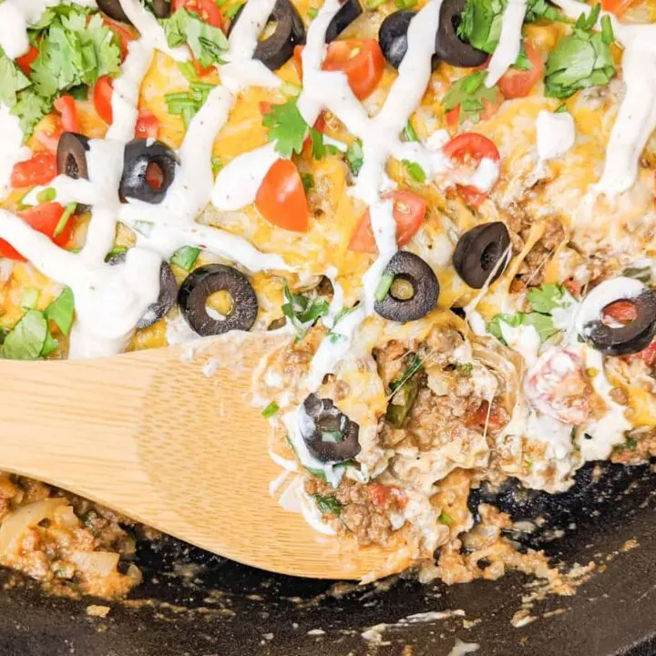 Keto Mexican Skillet being cooked on a stove top