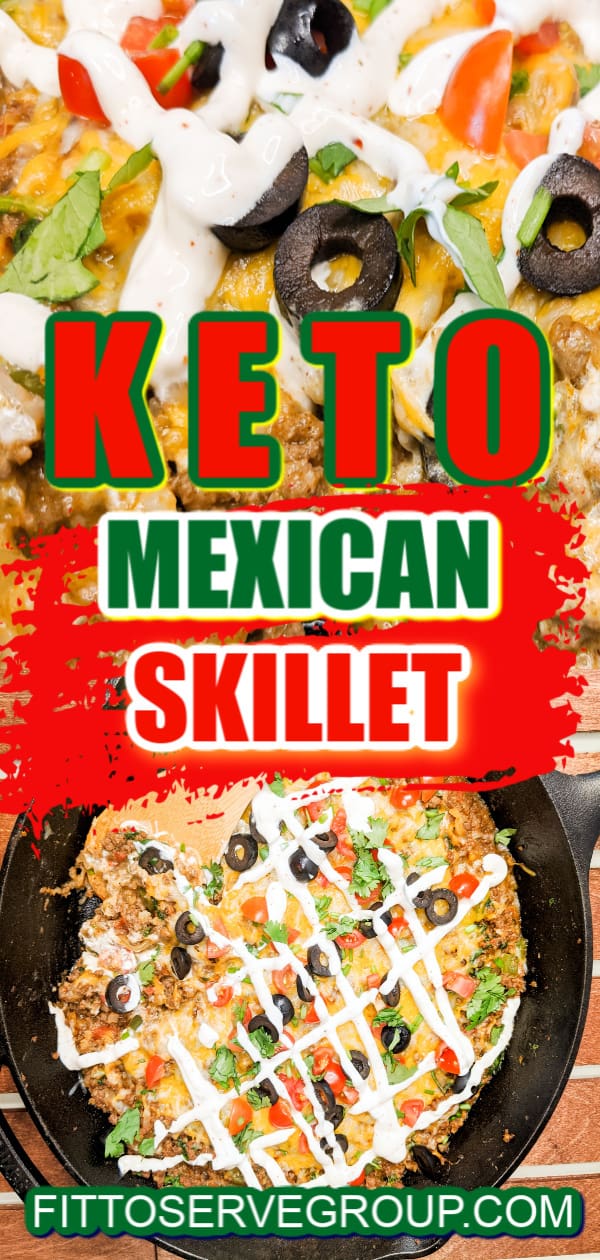 Keto Mexican Skillet Meal served and cooked in a cast-iron skillet